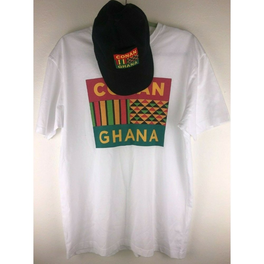 RARE Conan Without Borders Ghana T Shirt/Hat Set - Conan O'Brien